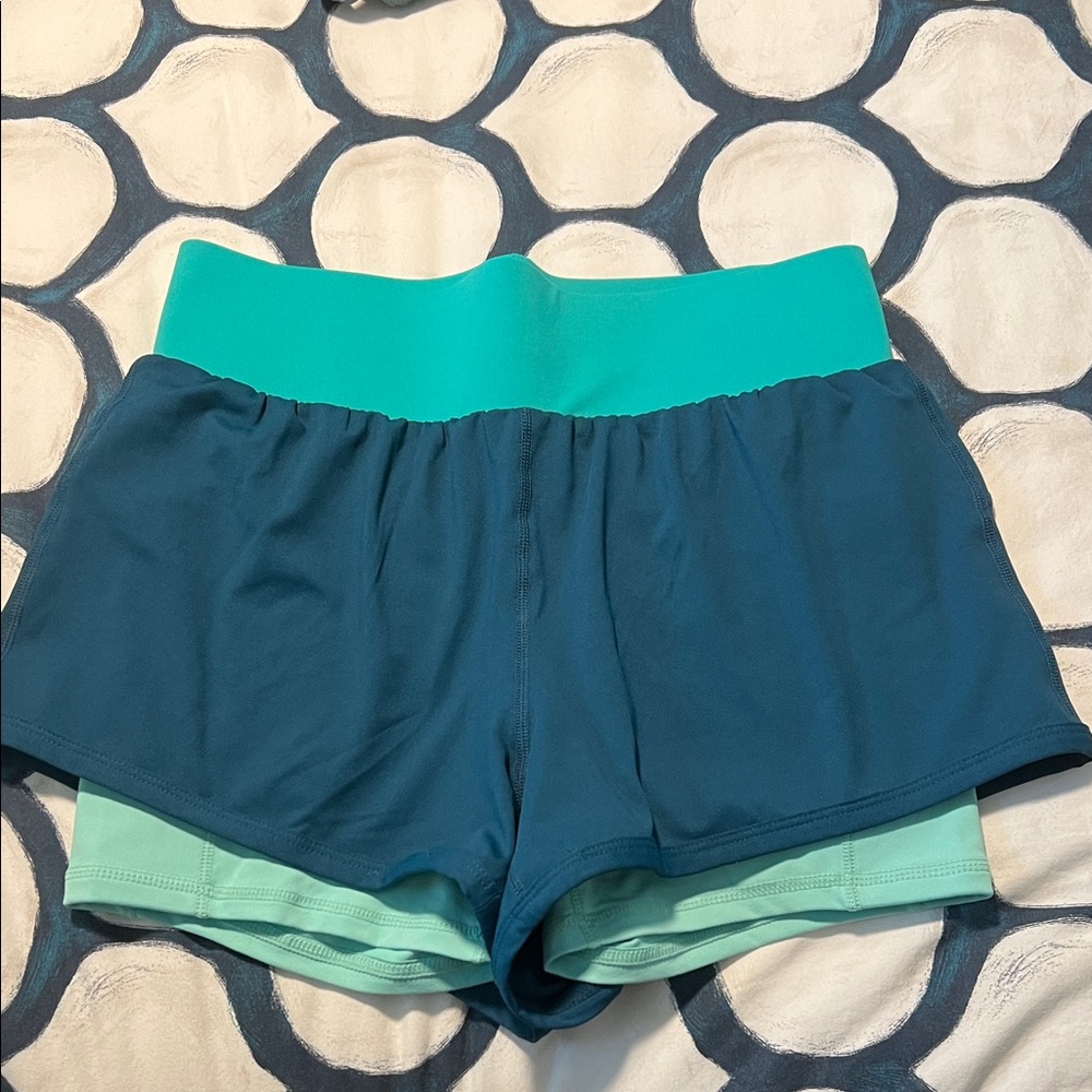 Fabletics Teal and Mint Athletic Shorts